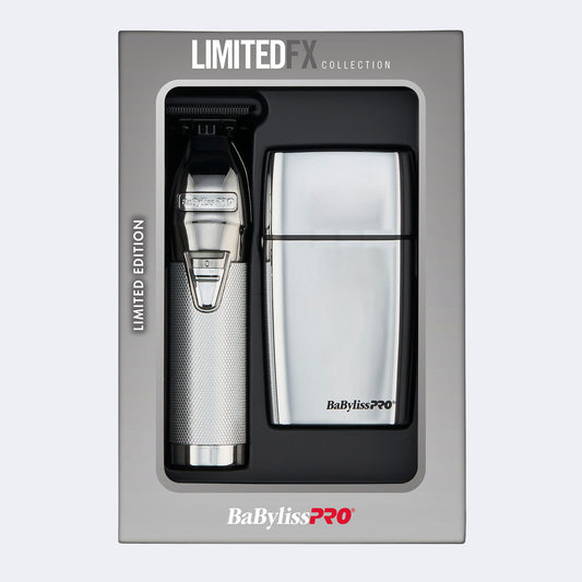 BaBylissPRO® LimitedFX Silver Trimmer & Double-Foil Shaver Gift Set (FXDUOFS2TS)