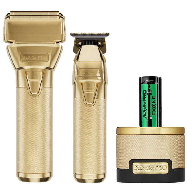 BaBylissPRO FXONE GoldFX Trimmer & Double-Foil Shaver Value Set (FX1FSTGPK)