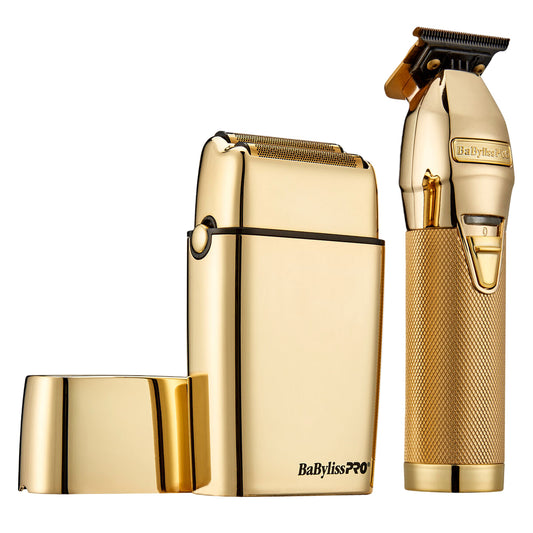 BabylissPro Gold Trimmer & Double-Foil Shaver Gift Set FXDUOFS2TG