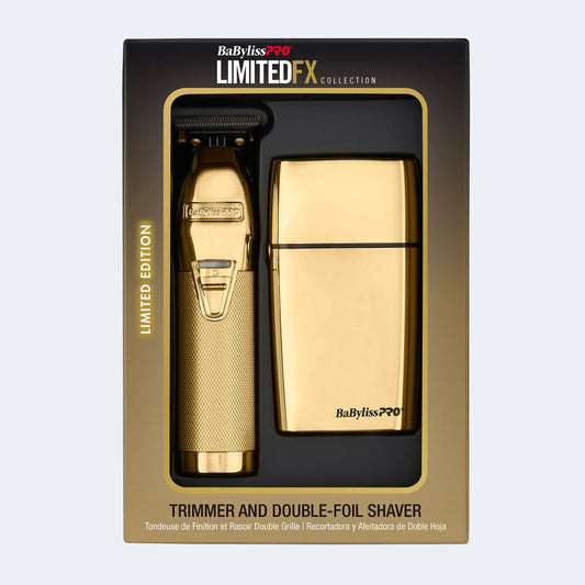 BabylissPro Gold Trimmer & Double-Foil Shaver Gift Set FXDUOFS2TG